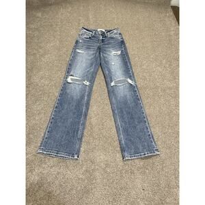 Skater Buckle Flying Monkey 90s Loose Low Rise Distressed Straight Leg Jeans 23